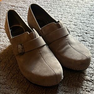 Dansko Taupe Leather Slip-On Loafers